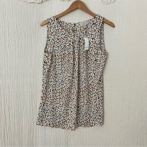 LOFT outlet white yellow gold tank top in floral print size M